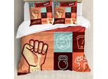 Abakuhaus Copripiumino Fitness, Training Achievement, Antiacaro, Adatto A Chi Soffre Di Allergie, Con Federe, 155 Cm X 220 Cm - 80 X 80 Cm, Multicolore