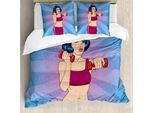 Abakuhaus Copripiumino Fitness, Pop Art Woman Vitality, Antiacaro, Adatto A Chi Soffre Di Allergie, Con Federe, 155 Cm X 220 Cm - 80 X 80 Cm, Multicolore