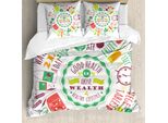 Abakuhaus Copripiumino Fitness, Testo Motivazionale, Antiacaro, Adatto A Chi Soffre Di Allergie, Con Federe, 155 Cm X 220 Cm - 80 X 80 Cm, Multicolore