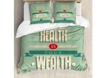 Abakuhaus Copripiumino Fitness, Ispirazione Vintage, Antiacaro, Adatto A Chi Soffre Di Allergie, Con Federe, 155 Cm X 220 Cm - 80 X 80 Cm, Arancione Chiaro Verde Chiaro