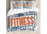 Abakuhaus Copripiumino Fitness, Stile Retrò, Antiacaro, Adatto A Chi Soffre Di Allergie, Con Federe, 155 Cm X 220 Cm - 80 X 80 Cm, Arancione, Blu Scuro, Bianco