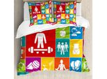Copripiumino Abakuhaus Fitness, Salute Colorata, Antiacaro, Adatto A Chi Soffre Di Allergie, Con Federe, 155 Cm X 220 Cm - 80 X 80 Cm, Multicolore