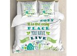 Copripiumino Abakuhaus Fitness, Frase Positiva, Antiacaro, Adatto A Chi Soffre Di Allergie, Con Federe, 155 Cm X 220 Cm - 80 X 80 Cm, Multicolore