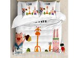 Abakuhaus Copripiumino Fitness, Animali Esercizio, Antiacaro Adatto A Chi Soffre Di Allergie Con Federe, 155 Cm X 220 Cm - 80 X 80 Cm, Multicolore