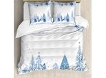 Abakuhaus Copripiumino Natalizio, Bosco Invernale, Antiacaro, Adatto A Chi Soffre Di Allergie, Con Federe, 200 Cm X 200 Cm - 80 X 80 Cm, Multicolore