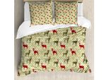 Abakuhaus Copripiumino Natalizio, Damasco Snowflake Deer, Antiacaro, Adatto A Chi Soffre Di Allergie, Con Federe, 200 Cm X 200 Cm - 80 X 80 Cm, Verde Scuro Avocado