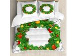 Abakuhaus Copripiumino Natalizio, Decorato Con Ghirlanda, Antiacaro, Adatto A Chi Soffre Di Allergie, Con Federe, 155 Cm X 220 Cm - 80 X 80 Cm, Multicolore