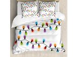 Abakuhaus Copripiumino Natalizio, Vibrant Festivo, Antiacaro Adatto A Chi Soffre Di Allergie Con Federe, 155 Cm X 220 Cm - 80 X 80 Cm, Multicolore