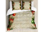 Abakuhaus Copripiumino Natalizio, Cornice Retrò Old Days, Antiacaro, Adatto A Chi Soffre Di Allergie, Con Federe, 155 Cm X 220 Cm - 80 X 80 Cm, Multicolore