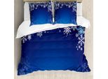 Abakuhaus Copripiumino Natalizio, Fiocchi Di Neve Assortiti, Antiacaro, Adatto A Chi Soffre Di Allergie, Con Federe, 155 Cm X 220 Cm - 80 X 80 Cm, Azzurro Pallido Blu Navy
