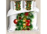 Abakuhaus Copripiumino Natalizio, Decorazioni Natalizie, Antiacaro, Adatto A Chi Soffre Di Allergie, Con Federe, 200 Cm X 200 Cm - 80 X 80 Cm, Multicolore