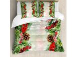 Abakuhaus Copripiumino Natalizio, Vivid Branches Sfocato, Antiacaro Adatto A Chi Soffre Di Allergie Con Federe, 155 Cm X 220 Cm - 80 X 80 Cm, Multicolore