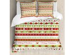 Abakuhaus Set Copripiumino Natalizio Per Letti Matrimoniali, Xmas Quote Ceremony, Antiacaro, Adatto A Chi Soffre Di Allergie, Con Federe, Verde Mela, Bianco E Rosso