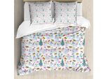 Abakuhaus Copripiumino Natalizio, Pupazzo Di Neve Pines Robbons, Antiacaro, Adatto A Chi Soffre Di Allergie, Con Federe, 155 Cm X 220 Cm - 80 X 80 Cm, Multicolore