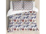 Abakuhaus Copripiumino Natalizio, Grunge Penguins Boxes, Antiacaro E Anallergico, Con Federe, 155 Cm X 220 Cm - 80 X 80 Cm, Blu Navy-Bianco Umber