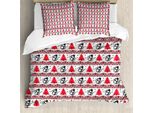 Abakuhaus Copripiumino Natalizio, Motivo Pixel Nordic, Antiacaro, Adatto A Chi Soffre Di Allergie, Con Federe, 155 Cm X 220 Cm - 80 X 80 Cm, Rosso, Nero, Bianco