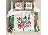 Abakuhaus Copripiumino Natalizio, Cornice Natalizia, Antiacaro, Adatto A Chi Soffre Di Allergie, Con Federe, 200 Cm X 200 Cm - 80 X 80 Cm, Multicolore