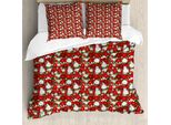 Abakuhaus Copripiumino Natalizio, Holly Mistletoe, Antiacaro, Adatto A Chi Soffre Di Allergie, Con Federe, 200 Cm X 200 Cm - 80 X 80 Cm, Bianco, Rosso, Verde