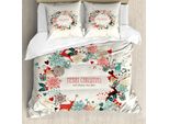 Abakuhaus Copripiumino Natalizio, Ghirlanda Vintage, Antiacaro, Adatto A Chi Soffre Di Allergie, Con Federe, 155 Cm X 220 Cm - 80 X 80 Cm, Multicolore