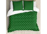 Abakuhaus Copripiumino Natalizio, Campanellini, Antiacaro, Adatto A Chi Soffre Di Allergie, Con Federe, 155 Cm X 220 Cm - 80 X 80 Cm, Verde E Bianco