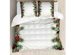 Abakuhaus Copripiumino Natalizio, Ramo Berry, Antiacaro, Adatto A Chi Soffre Di Allergie, Con Federe, 200 Cm X 200 Cm - 80 X 80 Cm, Multicolore