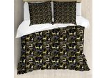 Abakuhaus Copripiumino Natalizio, Oriental Deer, Antiacaro, Adatto A Chi Soffre Di Allergie, Con Federe, 200 Cm X 200 Cm - 80 X 80 Cm, Giallo Bianco Nero