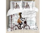 Abakuhaus Copripiumino Per Camera Teenager, Ragazza A Parigi, Antiacaro, Adatto A Chi Soffre Di Allergie, Con Federe, 155 Cm X 220 Cm - 80 X 80 Cm, Marrone Castagna Marrone
