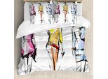 Abakuhaus Copripiumino Per Camera Teenager, Fashion Models Kunst, Antiacaro, Adatto A Chi Soffre Di Allergie, Con Federe, 155 Cm X 220 Cm - 80 X 80 Cm, Multicolore