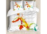 Abakuhaus Copripiumino Per Camera Teenager, Calciatore-Atleta, Antiacaro, Adatto A Chi Soffre Di Allergie, Con Federe, 155 Cm X 220 Cm - 80 X 80 Cm, Multicolore