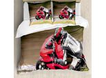 Abakuhaus Copripiumino Per Camera Teenager, Moto Da Corsa Velocità, Antiacaro Adatto A Chi Soffre Di Allergie Con Federe, 155 Cm X 220 Cm - 80 X 80 Cm, Multicolore