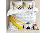 Abakuhaus Copripiumino Per Camera Ragazzi, Motivi Calcistici, Antiacaro E Anallergico, Con Federe, 200 Cm X 200 Cm - 80 X 80 Cm, Multicolore