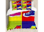 Abakuhaus Copripiumino Per Camera Teenager, Scarpe Sportive Retrò, Antiacaro, Adatto A Chi Soffre Di Allergie, Con Federe, 155 Cm X 220 Cm - 80 X 80 Cm, Multicolore