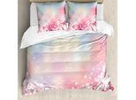 Abakuhaus Copripiumino Pastello, Dreamy KirschblüTen, Antiacaro, Adatto A Chi Soffre Di Allergie, Con Federe, 200 Cm X 200 Cm - 80 X 80 Cm, Rosa Chiaro Azzurro Pallido