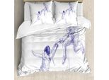 Abakuhaus Copripiumino Sportivo, Fencing Duel Sketchy, Antiacaro, Adatto A Chi Soffre Di Allergie, Con Federe, 200 Cm X 200 Cm - 80 X 80 Cm, Viola, Blu, Bianco