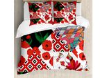 Copripiumino Abakuhaus Retro, Slavic Patchwork Poppy, Antiacaro, Adatto A Chi Soffre Di Allergie, Con Federe, 200 Cm X 200 Cm - 80 X 80 Cm, Multicolore