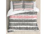 Abakuhaus Copripiumino Astratto, Linee Retrò Hipster, Antiacaro, Adatto A Chi Soffre Di Allergie, Con Federe, 155 Cm X 220 Cm - 80 X 80 Cm, Black Coral White