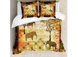 Abakuhaus Copripiumino Africano, Grunge Elefanti Roses, Antiacaro, Adatto A Chi Soffre Di Allergie, Con Federe, 155 Cm X 220 Cm - 80 X 80 Cm, Multicolore
