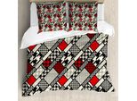 Abakuhaus Copripiumino Moderno, Design Minimalista, Antiacaro, Adatto A Chi Soffre Di Allergie, Con Federe, 200 Cm X 200 Cm - 80 X 80 Cm, Bianco, Nero, Rosso