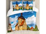 Abakuhaus Copripiumino Da Viaggio, Rathaus Germania, Antiacaro, Adatto A Chi Soffre Di Allergie, Con Federe, 155 Cm X 220 Cm - 80 X 80 Cm, Multicolore