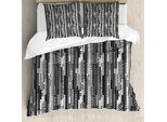 Abakuhaus Copripiumino Bianco E Nero, Geometrico, Antiacaro, Adatto A Chi Soffre Di Allergie, Con Federe, 155 Cm X 220 Cm - 80 X 80 Cm, Bianco E Nero