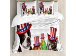 Abakuhaus Quattro Luglio Copripiumino, Animali Domestici Americani, Antiacaro, Adatto A Chi Soffre Di Allergie, Con Federe, 200 Cm X 200 Cm - 80 X 80 Cm, Multicolore