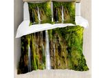 Abakuhaus Copripiumino Naturale, Majestic Wasserfall Fluss, Antiacaro, Adatto A Chi Soffre Di Allergie, Con Federe, 200 Cm X 200 Cm - 80 X 80 Cm, Verde Marrone Bianco