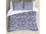 Abakuhaus Copripiumino Tribale, Linee Vintage, Antiacaro, Adatto A Chi Soffre Di Allergie, Con Federe, 155 Cm X 220 Cm - 80 X 80 Cm, Blu Scuro E Bianco