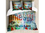 Abakuhaus New York Copripiumino, Grunge Parole Cultura, Antiacaro Adatto A Chi Soffre Di Allergie Con Federe, 200 Cm X 200 Cm - 80 X 80 Cm, Multicolore