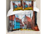 Abakuhaus Copripiumino Vittoriano, Old City Riga Lettonia, Antiacaro, Adatto A Chi Soffre Di Allergie, Con Federe, 200 Cm X 200 Cm - 80 X 80 Cm, Multicolore