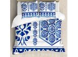 Abakuhaus Copripiumino Blu E Bianco, Sintetico, Antiacaro, Adatto A Chi Soffre Di Allergie, Con Federe, 155 Cm X 220 Cm - 80 X 80 Cm, Blu Bianco