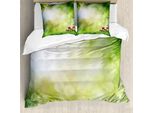 Abakuhaus Copripiumino Naturale, Freschi Fiori Primaverili, Antiacaro, Adatto A Chi Soffre Di Allergie, Con Federe, 155 Cm X 220 Cm - 80 X 80 Cm, Verde Giallo Pallido Rosa