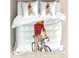 Copripiumino Abakuhaus Retro, Capra Hipster In Bicicletta, Antiacaro, Adatto A Chi Soffre Di Allergie, Con Federe, 155 Cm X 220 Cm - 80 X 80 Cm, Multicolore