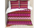 Abakuhaus Copripiumino Rosa, Motivi Folk Border, Antiacaro, Adatto A Chi Soffre Di Allergie, Con Federe, 155 Cm X 220 Cm - 80 X 80 Cm, Multicolore