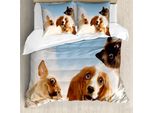 Abakuhaus Copripiumino Divertente, Cani E Gatti Tra Le Nuvole, Antiacaro, Adatto A Chi Soffre Di Allergie, Con Federe, 155 Cm X 220 Cm - 80 X 80 Cm, Multicolore